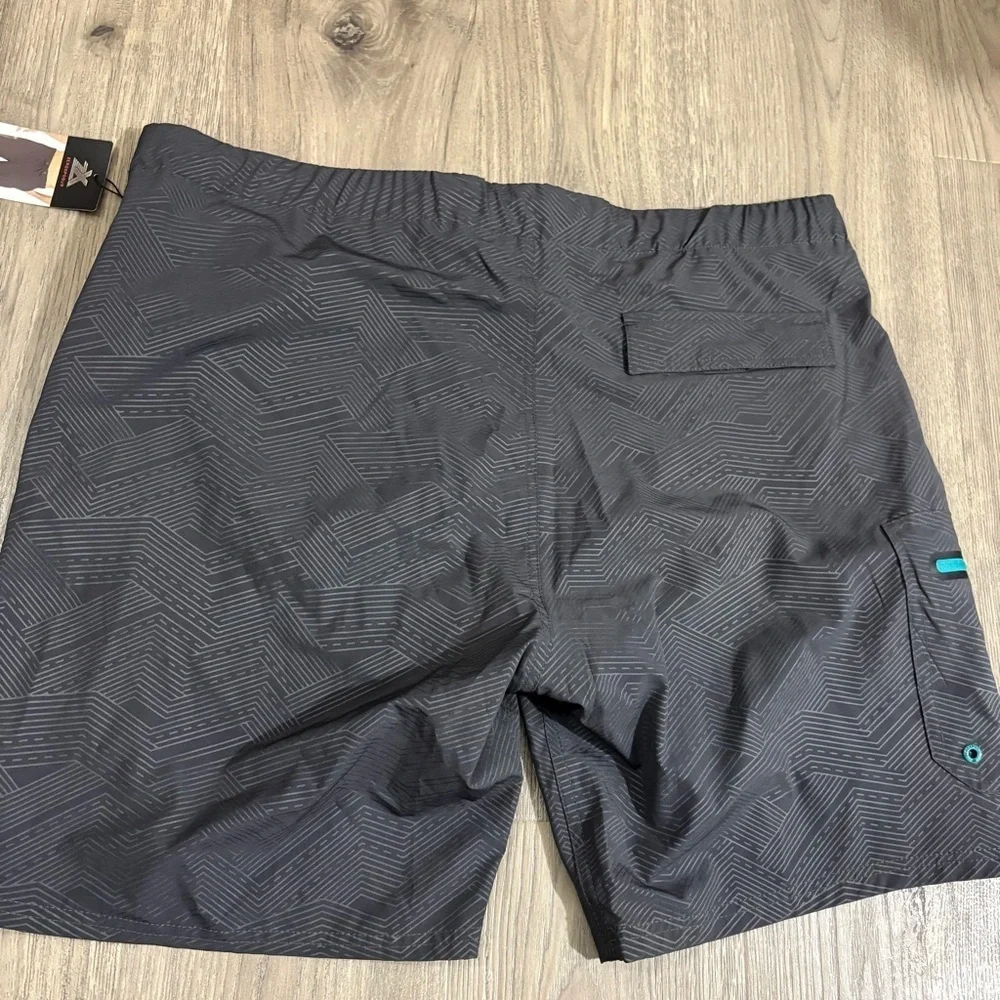 Zeroxposur Mens Gray Blue Lined Swim Trunks Shorts Comfort Waist Sz XXL NWT